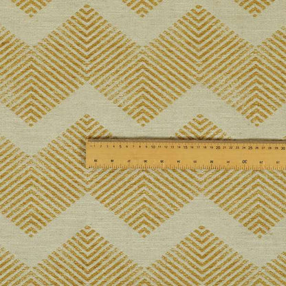 Yellow Coloured Symmetrical Chevron Pattern Furnishing Upholstery Fabric JO-1380