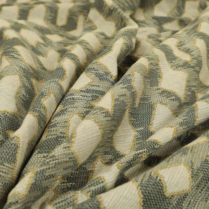 Abstract Style Pattern Beige Grey Colour Chenille Upholstery Fabric JO-1381 - Roman Blinds