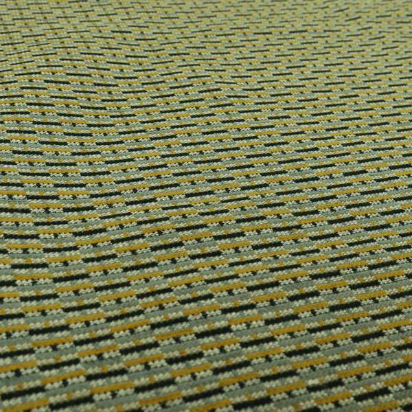 Small Geometric Striped Pattern In Yellow Grey Colour Upholstery Fabric JO-1382