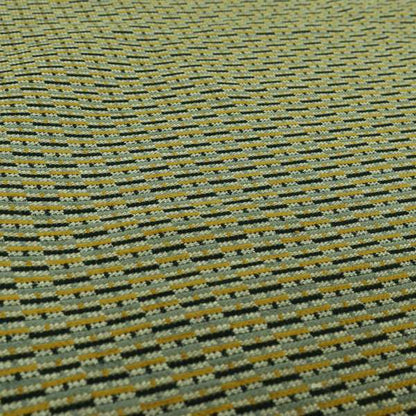 Small Geometric Striped Pattern In Yellow Grey Colour Upholstery Fabric JO-1382 - Handmade Cushions