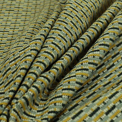 Small Geometric Striped Pattern In Yellow Grey Colour Upholstery Fabric JO-1382