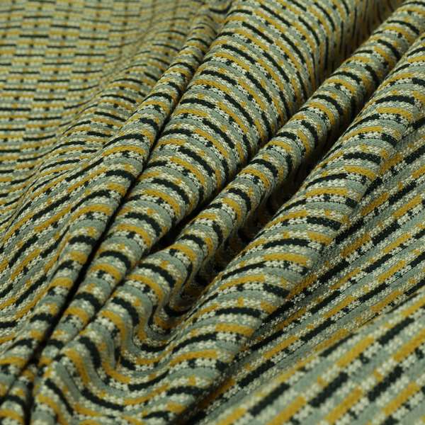 Small Geometric Striped Pattern In Yellow Grey Colour Upholstery Fabric JO-1382 - Made To Measure Curtains