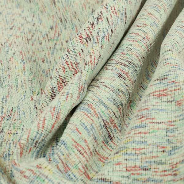 Semi Pattern In White With Multi Coloured Background Chenille Upholstery Furnishing Fabric JO-1385 - Roman Blinds