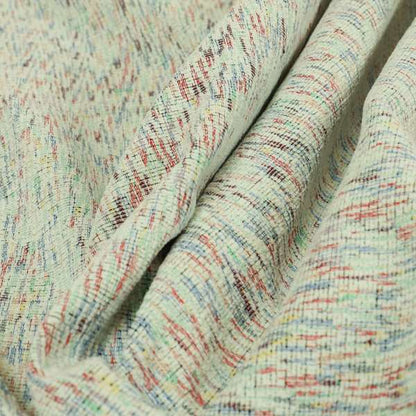 Semi Pattern In White With Multi Coloured Background Chenille Upholstery Furnishing Fabric JO-1385 - Made To Measure Curtains