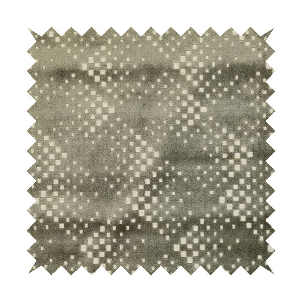 Geometric Cube Design White Brown Soft Textured Velvet Upholstery Furnishing Fabric JO-1387