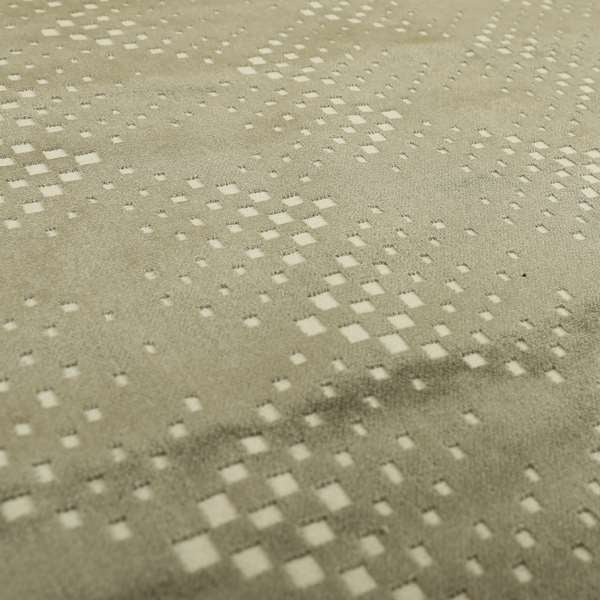 Geometric Cube Design White Brown Soft Textured Velvet Upholstery Furnishing Fabric JO-1387