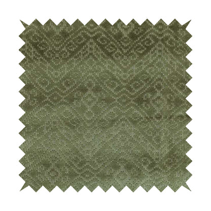 Velvet Material Symmetry Geometric Pattern Green Colour Upholstery Fabric JO-1389 - Made To Measure Curtains