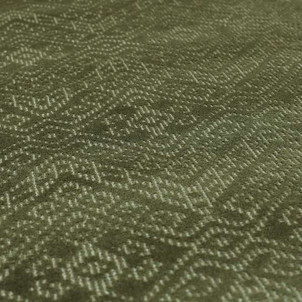 Velvet Material Symmetry Geometric Pattern Green Colour Upholstery Fabric JO-1389 - Made To Measure Curtains