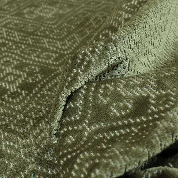 Velvet Material Symmetry Geometric Pattern Green Colour Upholstery Fabric JO-1389 - Handmade Cushions