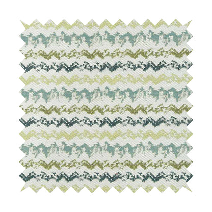 White Green Blue Colours Paint Brush Striped Pattern Soft Chenille Upholstery Fabric JO-139 - Made To Measure Curtains