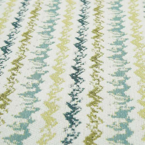 White Green Blue Colours Paint Brush Striped Pattern Soft Chenille Upholstery Fabric JO-139 - Made To Measure Curtains