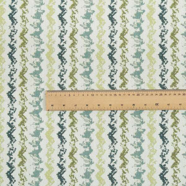 White Green Blue Colours Paint Brush Striped Pattern Soft Chenille Upholstery Fabric JO-139 - Roman Blinds