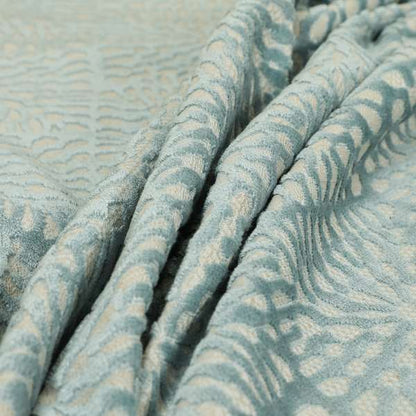 Webbed Pattern In White Blue Soft Textured Velvet Upholstery Furnishing Fabric JO-1390 - Roman Blinds