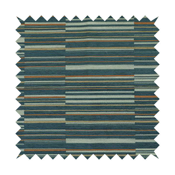 Brick Layer Pattern Striped Pattern In Blue Colour Upholstery Fabric JO-1392 - Made To Measure Curtains