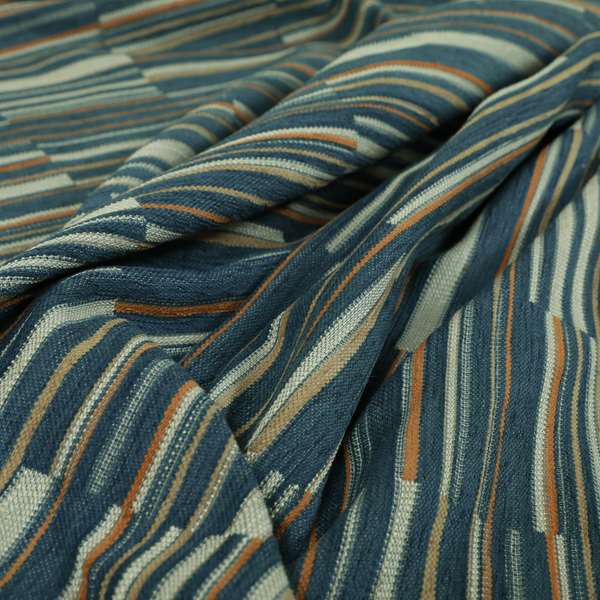 Brick Layer Pattern Striped Pattern In Blue Colour Upholstery Fabric JO-1392