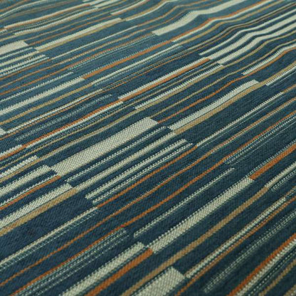 Brick Layer Pattern Striped Pattern In Blue Colour Upholstery Fabric JO-1392 - Roman Blinds