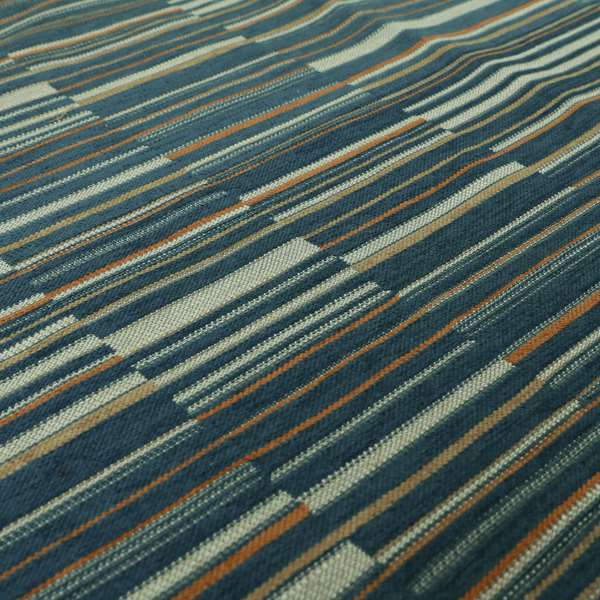 Brick Layer Pattern Striped Pattern In Blue Colour Upholstery Fabric JO-1392 - Made To Measure Curtains