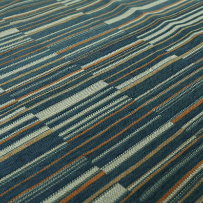 Brick Layer Pattern Striped Pattern In Blue Colour Upholstery Fabric JO-1392 - Made To Measure Curtains