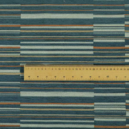 Brick Layer Pattern Striped Pattern In Blue Colour Upholstery Fabric JO-1392 - Handmade Cushions