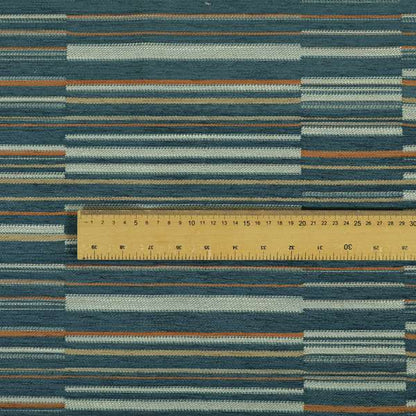 Brick Layer Pattern Striped Pattern In Blue Colour Upholstery Fabric JO-1392 - Made To Measure Curtains