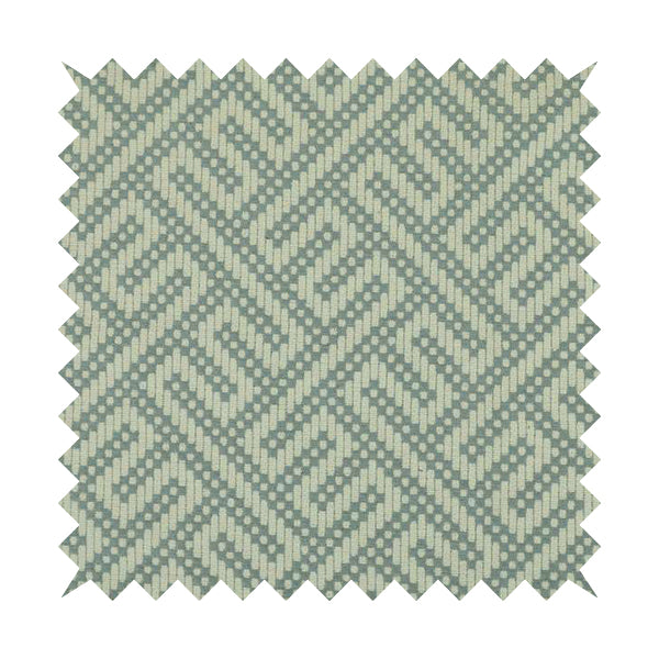 Greek Key Locked Geometric Pattern In Soft Chenille Blue White Coloured Upholstery Fabric JO-1393 - Handmade Cushions