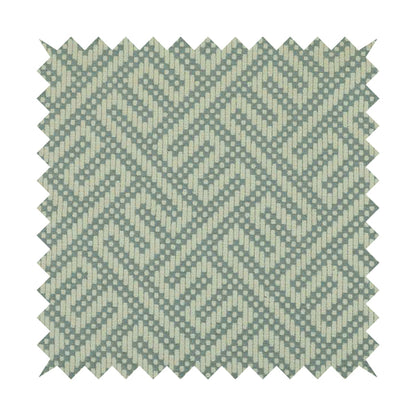 Greek Key Locked Geometric Pattern In Soft Chenille Blue White Coloured Upholstery Fabric JO-1393 - Handmade Cushions