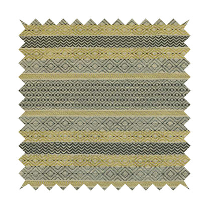 Yellow Grey Coloured Geometric Striped Pattern Furnishing Upholstery Fabric JO-1394 - Roman Blinds