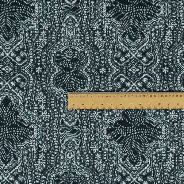 Small Motif Pattern Soft Chenille Blue Colour Chenille Upholstery Fabric JO-1396 - Made To Measure Curtains