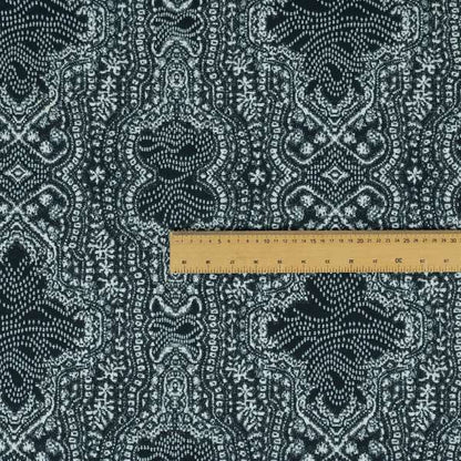 Small Motif Pattern Soft Chenille Blue Colour Chenille Upholstery Fabric JO-1396