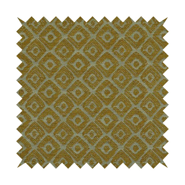 Geometric Tribal Theme Pattern Soft Chenille Yellow Coloured Upholstery Fabric JO-1397 - Made To Measure Curtains