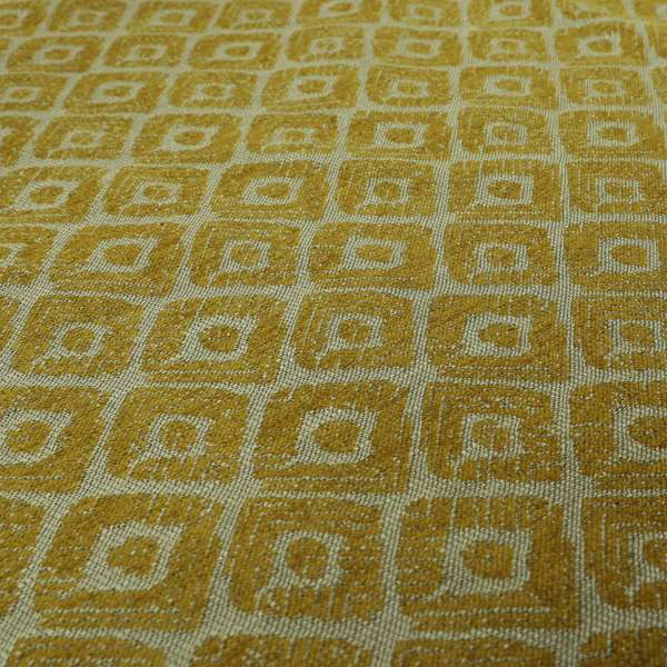 Geometric Tribal Theme Pattern Soft Chenille Yellow Coloured Upholstery Fabric JO-1397 - Handmade Cushions