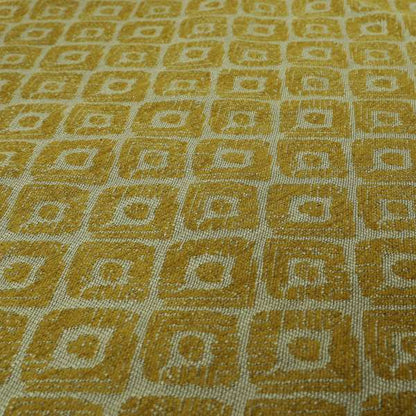 Geometric Tribal Theme Pattern Soft Chenille Yellow Coloured Upholstery Fabric JO-1397 - Made To Measure Curtains