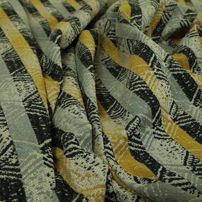 Geometric Tribal Theme Pattern Soft Chenille Yellow Grey Black Colour Upholstery Fabric JO-1399 - Made To Measure Curtains