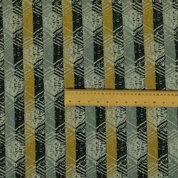 Geometric Tribal Theme Pattern Soft Chenille Yellow Grey Black Colour Upholstery Fabric JO-1399 - Made To Measure Curtains