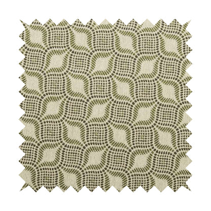 Geometric Green Brown Eye Pattern Chenille Upholstery Fabric JO-14 - Made To Measure Curtains