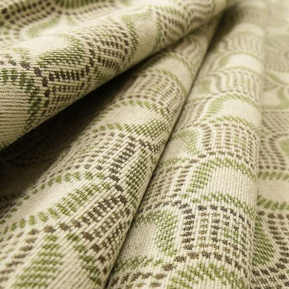 Geometric Green Brown Eye Pattern Chenille Upholstery Fabric JO-14 - Made To Measure Curtains