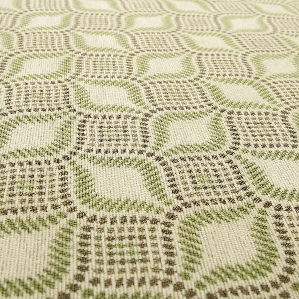 Geometric Green Brown Eye Pattern Chenille Upholstery Fabric JO-14 - Roman Blinds