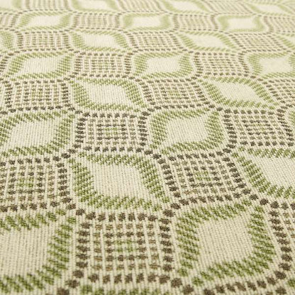 Geometric Green Brown Eye Pattern Chenille Upholstery Fabric JO-14 - Made To Measure Curtains