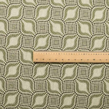 Geometric Green Brown Eye Pattern Chenille Upholstery Fabric JO-14 - Roman Blinds