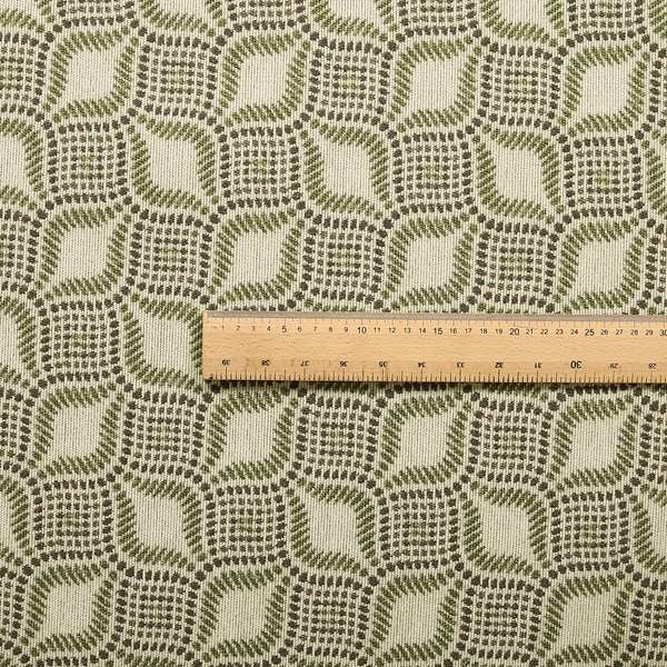 Geometric Green Brown Eye Pattern Chenille Upholstery Fabric JO-14