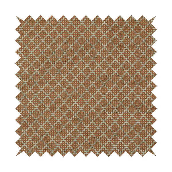 Small Motif Symmetry Geometric Pattern Chenille Orange Colour Chenille Upholstery Fabric JO-1400 - Roman Blinds