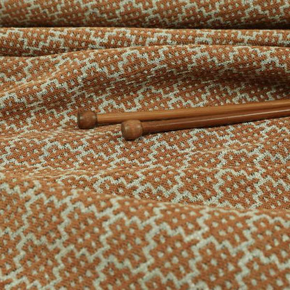 Small Motif Symmetry Geometric Pattern Chenille Orange Colour Chenille Upholstery Fabric JO-1400 - Made To Measure Curtains