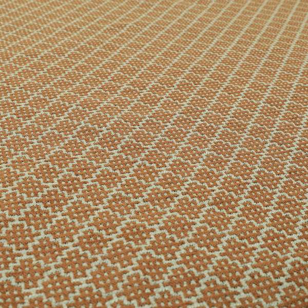 Small Motif Symmetry Geometric Pattern Chenille Orange Colour Chenille Upholstery Fabric JO-1400 - Roman Blinds