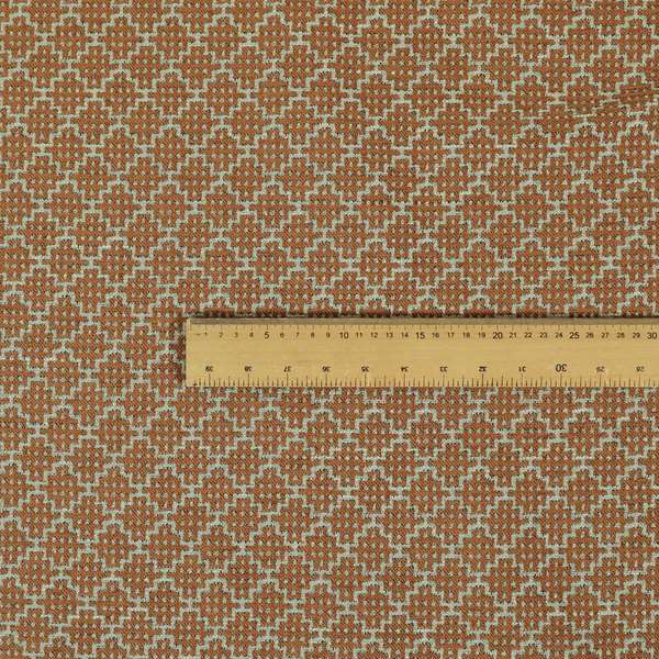 Small Motif Symmetry Geometric Pattern Chenille Orange Colour Chenille Upholstery Fabric JO-1400 - Roman Blinds