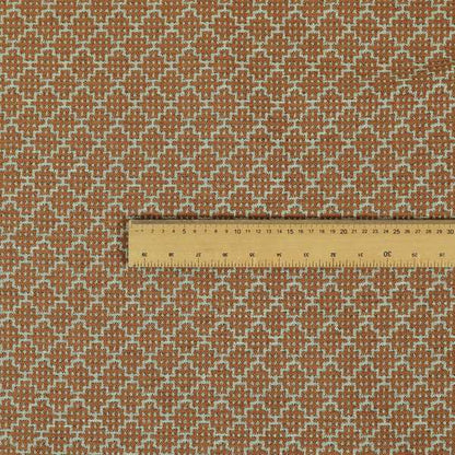 Small Motif Symmetry Geometric Pattern Chenille Orange Colour Chenille Upholstery Fabric JO-1400 - Made To Measure Curtains