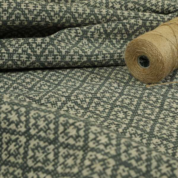 Small Motif Symmetry Geometric Pattern Chenille Grey Colour Chenille Upholstery Fabric JO-1402 - Roman Blinds