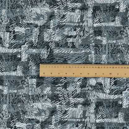 Abstract Pattern Soft Chenille Blue Colour Chenille Upholstery Fabric JO-1404 - Made To Measure Curtains