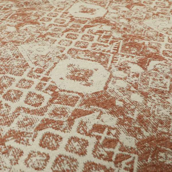 Orange Beige Colour Patchwork Theme Pattern Soft Furnishing Upholstery Fabric JO-1405 - Made To Measure Curtains