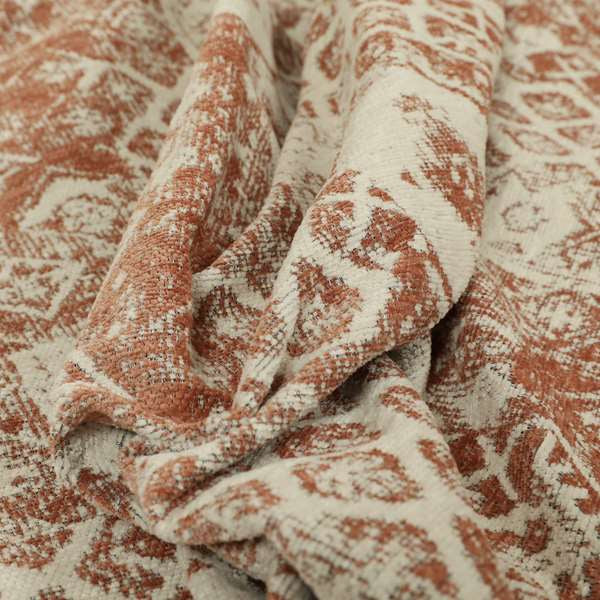 Orange Beige Colour Patchwork Theme Pattern Soft Furnishing Upholstery Fabric JO-1405 - Made To Measure Curtains