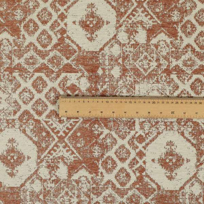 Orange Beige Colour Patchwork Theme Pattern Soft Furnishing Upholstery Fabric JO-1405